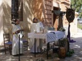 La Asociación de Tambores Cristo de la Sangre celebra la misa en honor a su imagen titular en el Monasterio de Santa Ana