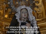 La Virgen de la Soledad celebrará el Solemne Triduo