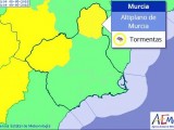 La AEMET activa en el Altiplano el aviso amarillo para hoy martes por riesgo de tormentas