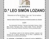 Tanatorio El Santo Ángel informa del fallecimiento de la señora Doña Leo Simón Lozano