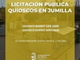 Abierto el plazo para la licitación de dos quioscos en los barrios Santiago y San Juan