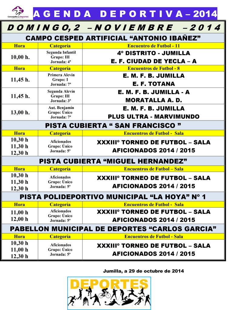 Agenda Deportiva 31-1- 2 Noviembre2014