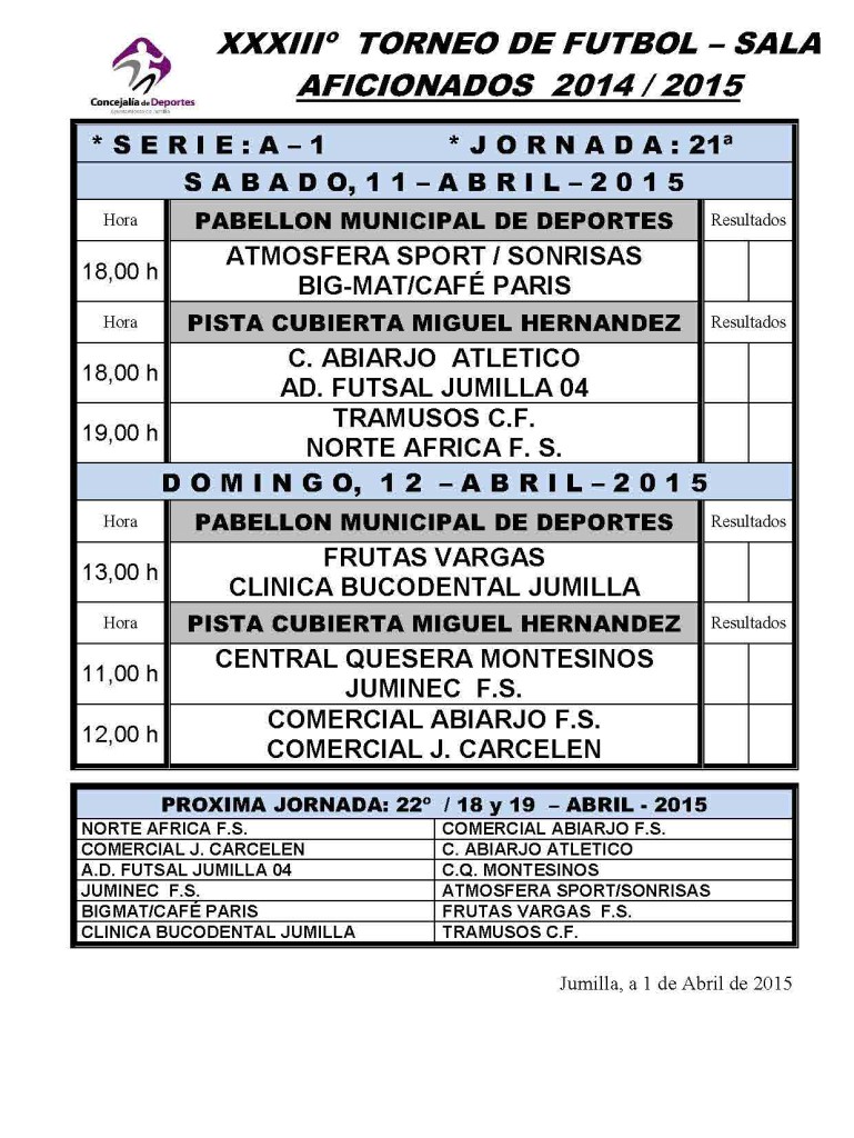 Jornada Semanal FUTBOL- SALA      10-11 y 12 - Abril - 2015_Página_1
