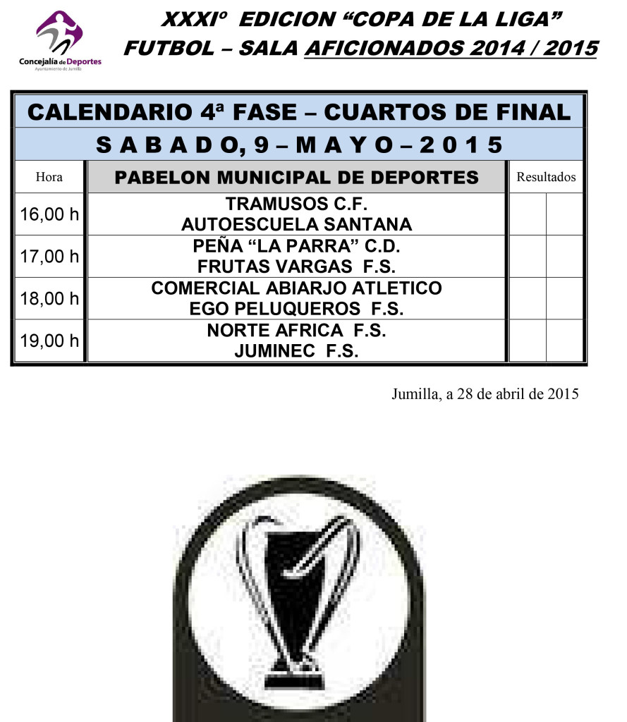 Jornada Semanal FUTBOL- SALA      8-9-10 - MAYO 2015