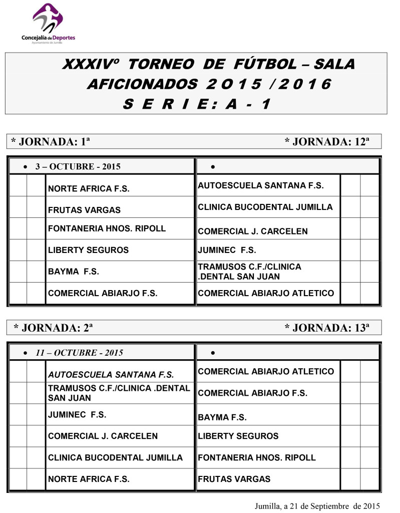 Serie A - 1 Sorteo Calendario