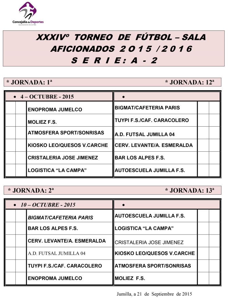Serie A -2 Sorteo y Calendario