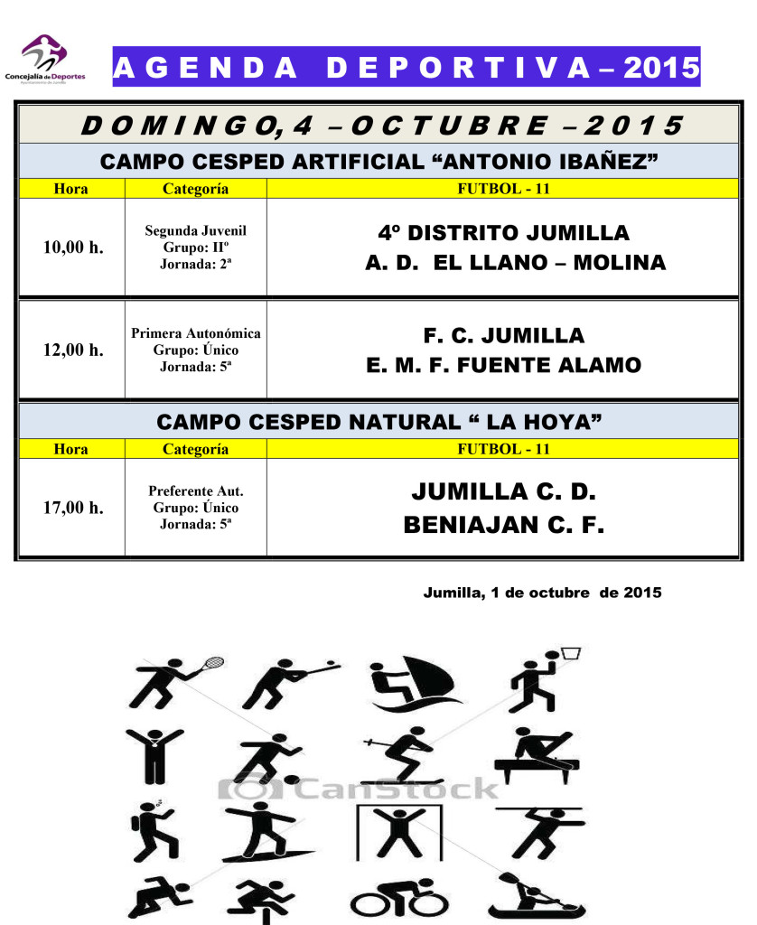Agenda Deportiva ,3 y 4 Octubre 2015