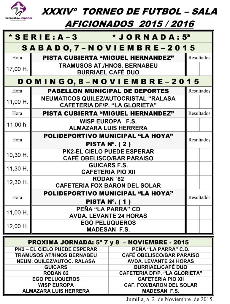 Jornada Semanal  Jornada Semanal 6 - 7 y 8 Mov - 2015