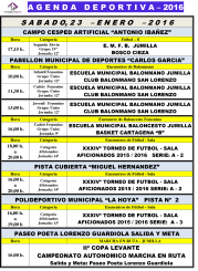 Agenda Deportiva 22, 23 y 24 Ene 2016-2