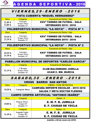 Agenda Deportiva 29, 30 y 31 Ene 2016 -