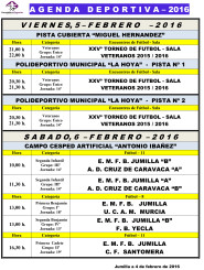 Agenda  Deportiva      5,  6 y 7        Febrero 2016 -